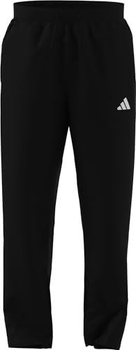 adidas Men's Essentials SMALL Logo Stanford Pant Open Hem, Black/White, L Short