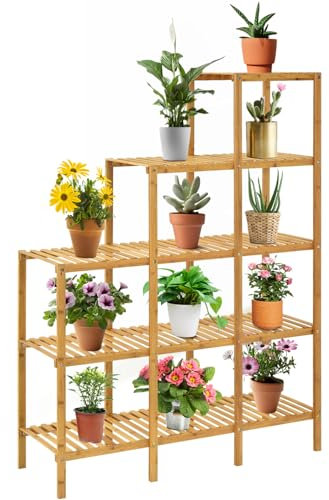 Pflanzenständer, Metall-Blumenregal for den Innenbereich, freistehender Topfblumenhalter mit Lattenrost und erhöhten Beinen, Pflanzen-Organizer-Präsentationsständer for Zuhause, Wohnzimmer, Garten, Te