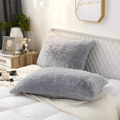 Zelbuck 50x70 cm Kissenbezug Weich Plüsch Kissenbezug 70x50 Grau Flauschig Weich Plüsch Kissenbezug 50x70 Für Sofa Kissenbezug 50x70 Sofa Flauschig 2er Set (Farbe 1#,70x50 cm)