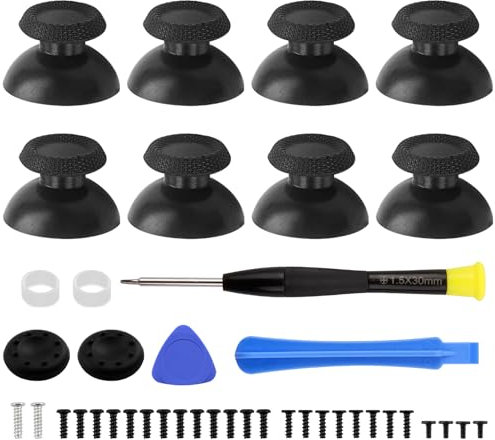 Kit profesional de repuesto para mandos PS5/PS4, palancas analógicas negras con juego completo de herramientas de reparación, piezas de repuesto ABS para controladores DualSense, estándar, delgado y