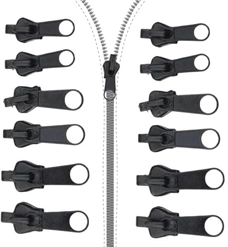 12 Stück Reißverschluss Reparatur Set Reißverschluss Schieber Ersatz Zipper Haltekit Haushaltbarer Fix-reißverschluss Universal Reparatur Ersatzteile für Jacke Mantel Reisekoffer Schulranzen(Schwarz)