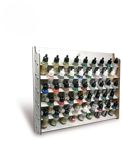 Hartem - Wall Paint Rack for Model Paints & Brushes – Wooden Storage Stand for Acrylic Paints – Holds 43x 17ml Bottles – Compact & Easy to Assemble – Ideal for Hobbyists & Artists