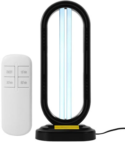 UV Ozon Sterilisationslampe, Fernbedienung Desinfektions- und Desodorierungs-Tischlampe, Verwendet für Geruchs- und Innenluftreinigung, Büro- und Haushaltsdesinfektionsgerät (Schwarz)