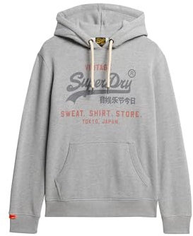 Superdry Men's VL Heritage Relaxed Hood Sweater, College Grey Marl, M