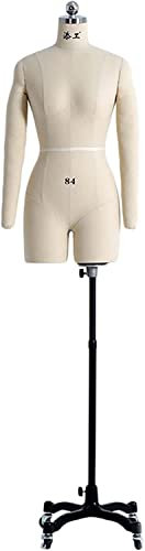 Weiblicher Schaufensterpuppenkörper, Nähpuppentorso, weibliche Nähpuppe mit Armen, Damen-Schneiderpuppe, Schneiderpuppe, Übergröße, Schaufensterpuppentorso, Ständer auf Rädern zum Nähen von Kleidung,