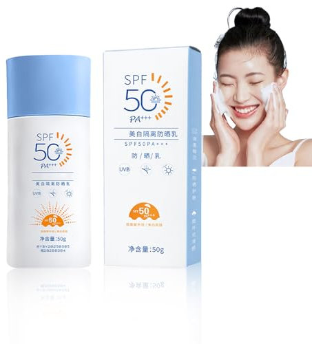 Sunscreen,Creme Solaire,Spf 50 Visage,Spf50+ Pa+++,éCran Solaire Blanchissant Et Hydratant Pour L'éTé,Texture LéGèRe Et Non Grasse,Protection Uva/Uvb,Convient à Tous Types De Peau