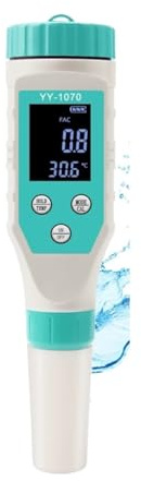 VXDEFP PH Mètre du Sol, Testeur Professionnel de pH/Chlore for Piscine 7 en 1, analyseur de qualité de l'eau for Sources Chaudes et spas