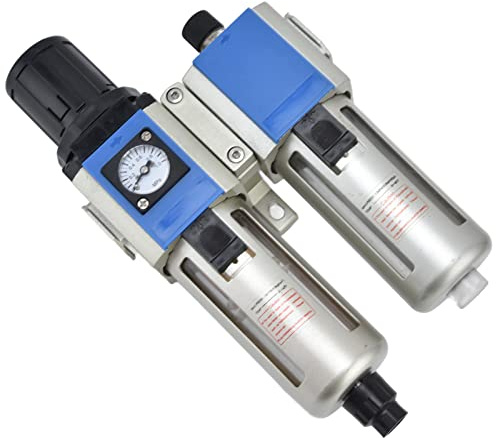 Jeffergarden Filtro del Compressore d'aria, unità Separatore Acqua Olio in Lega di Alluminio con Regolazione della Pressione Ad Alta Precisione per Officina e Uso Industriale (GFC300-15)
