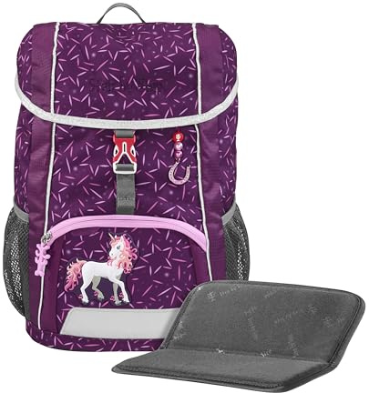 Step by Step Rucksack-Set KID „Pretty Unicorn Nuala“, lila, mit Sitzkissen, ergonomischer Mini-Ranzen mit höhenverstellbarem Brustgurt, für Kindergarten, Vorschule und Freizeit, 13 l