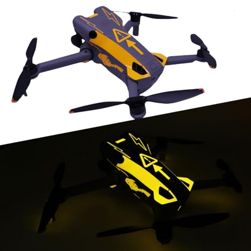 Leuchtende dekorative Aufkleber Kits für DJI Mini 5 Pro, wasserdichte Aufkleber Displayschutzfolie für DJI Mini 5 Pro Drohne und Controller (Orange-Leuchtendes Gelb)