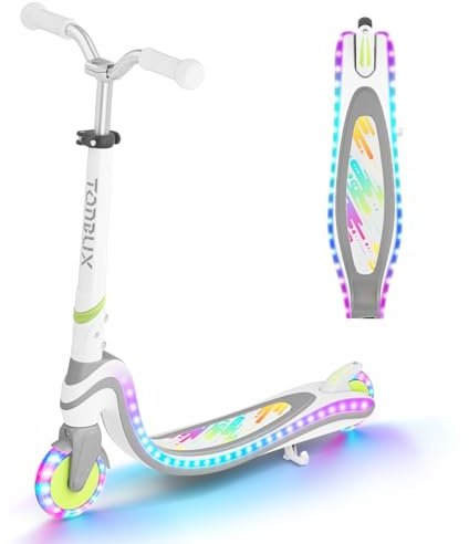 TONBUX Roller Kinder für 3–12 Jahre, Kinderroller mit Cool Beleuchteten Deck und PU-Rädern, 3-Stufig Höhenverstellbarer Scooter mit Ständer, Leicht Roller Kinder 3 Jahre
