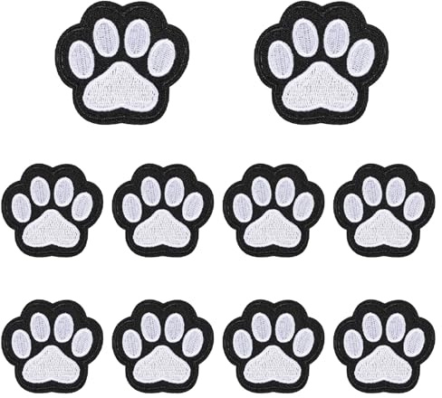 10 Stück Bestickte Pfoten-Aufnäher zum Aufbügeln Bügelflicken Hundepfoten Patches Pfote Hund Aufnäher zum Aufnähen oder Aufbügeln Hundepfoten-Aufnäher zum Aufbügeln für Kleidung Jean Jacke Rucksäcke