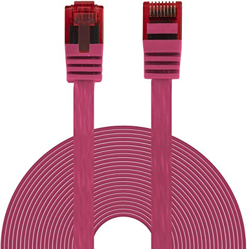 BIGtec Ethernet LAN Kabel 1m flexibles flaches Netzwerkkabel Patchkabel pink flachband Cable Gigabit DSL ISDN Flachbandkabel Verlegekabel RJ45 Stecker
