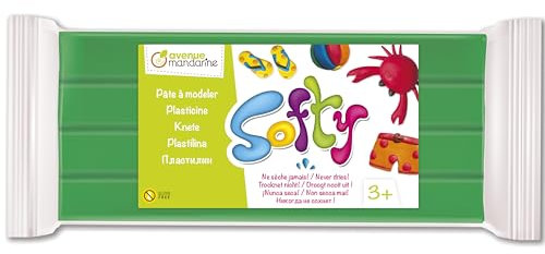 MY MANDARINE SO0870500600C - Block Knetmasse Softy, 500g, ideal ab 3 Jahren, sehr weich, glutenfrei, pflanzlich, Grün, 1 Stück