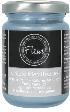 Fleur Paint 12501 – Mineralfarbe Metallic (Wasserbasis, 130 ml) Farbe Silber Aston