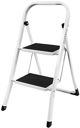 Home Vida 5055693397192 Scala a 2 gradini, in acciaio resistente, pieghevole portatile, con tappetino antiscivolo, 2 Step Ladder With Anti-Slip