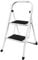Home Vida 2 Step Ladder - Heavy Duty Steel Folding Ladder with Slip-Resistant and Wide Steps, Folding Mechanism, 150kg Max Load, Home/Kitchen/DIY/Garden Use, White