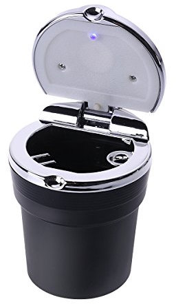 ULTNICE Portable Auto Car Smokeless Stand Cylinder Cup Holder Cigarette Ashtray with Blue LED Light (Black)
