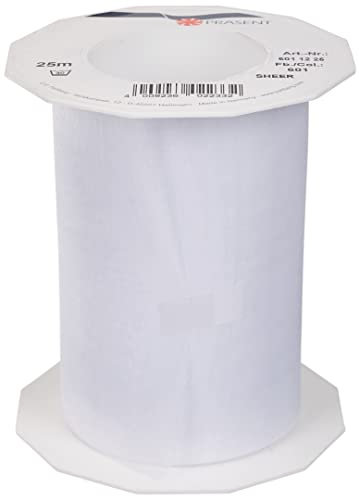 Präsent C.E. Pattberg Sheer Organzaband weiß, 25 m Geschenkband zum Einpacken von Geschenken, 112 mm Breite, Zubehör zum Dekorieren & Basteln, Dekoband
