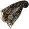 Lorenzo Cana Marken Damenpashmina Schal Schaltuch Stola Umschlagtuch Naturfaser opulentes Muster in harmonischen Schwarz Blau Gold Farben mit Fransen 70 cm x 200 cm - 78438