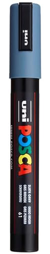 uni-ball POSCA (182535) Marker mit mittelfeiner Rundspitze, schiefergrau