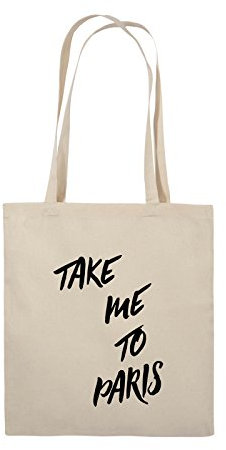 Comedy Bags - TAKE ME to Paris - Jutebeutel - Lange Henkel - 38x42cm - Farbe: Natural/Schwarz