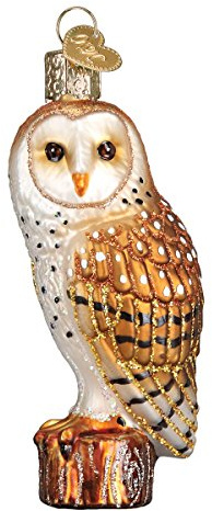 Old World Christmas Ornaments: Owls Glass Blown Ornaments for Christmas Tree, 3 x 3, Barn Owl