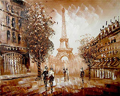WOWDECOR Peinture Numéro Adulte Enfant, Paris Tour Eiffel Rue Couple DIY Peinture par numero, Paint by Numbers