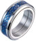 PAURO Herren Edelstahl Silber Keltische Drache Helle Kanten Blau Carbon Faser Inlay Spinner Ring 8mm Band Größe 62