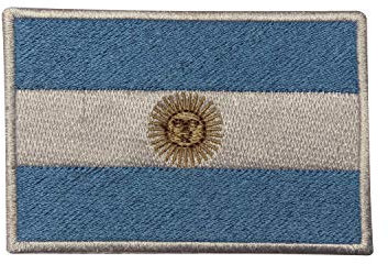 R-CO Parche de bandera nacional de Argentina, 9 x 6 cm, rectangular, 1 pieza, para coser y planchar, poliéster, azul claro
