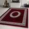 Carpetsale24 Wohnzimmer Teppich Marmor Optik Mit Mäander Bordüre Muster Rot Meliert 80 x 300 cm - Kurzflor Schlafzimmer Pflegeleicht Extra Weich - Küche Esszimmer Kinderzimmer Läufer