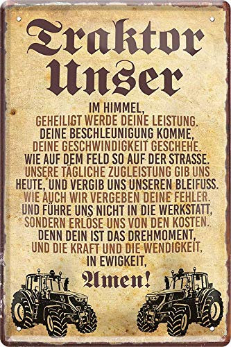 schilderkreis24 Blechschild 20x30cm – Lustiges Schild für Landwirte und Traktor-Fans, Deko & Geschenkidee (Traktor Unser)