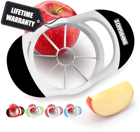 SCHVUBENR 3.5 Inch Apple Slicer - Professional Apple Cutter - Stainless Steel Apple Corer - Super Sharp Apple Slicer and Corer - Apple Tool with 8 Sharp Blades(Black)