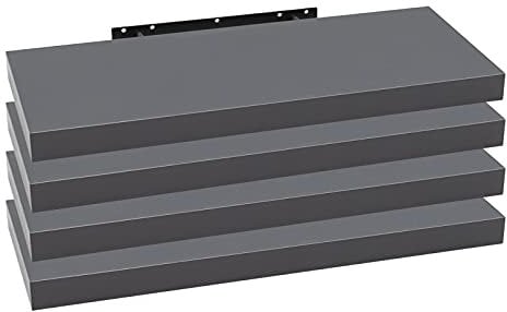 WOLTU 4X Wandregal Wandboard Bücherregal Regale für Deko Wandablagen aus MDF Holz, 4er Set Hängeregal Dunkelgrau, 120x23x3,8cm RG9315dgr-4