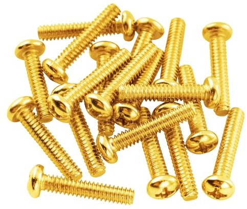 Musiclily Basic 3.5x20mm Metal Metric Thread Strat Style Single Coil Pickup Mounting Screws for Stratocaster ST Electric Guitar, Gold(Set of 20)