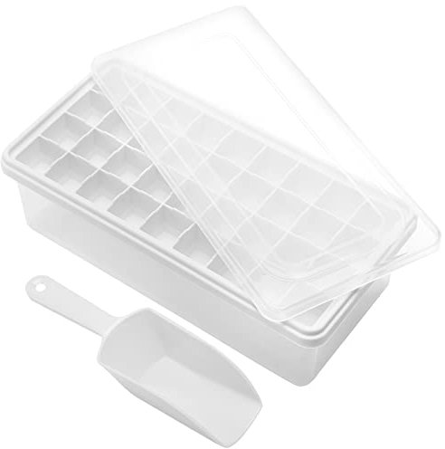 Lebensmittelqualität Silikon-Eiswürfel-Tablett mit Deckel und Aufbewahrungsbehälter für Gefrierschrank, Spill-Resistant