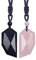EDEN'S CALL Natural Crystal Stone Wolf Tooth Necklace for Women and Men Adjustable Faceted Quartz Stone Pendant Necklace for Reiki Balancing, Rose Quartz + Black Obsidian, rose quartz + black obsidian