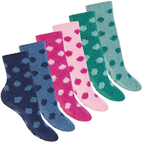 Footstar Damen & Herren Plüsch Stoppersocken mit ABS (6 Paar) - Mix 35-38