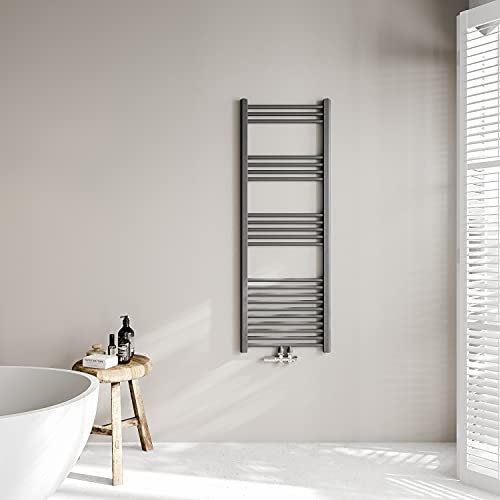 Acezanble Badheizkörper 1400 x 500 mm Anthrazit Vertikal Garade mit Mittelanschluss Heizung Handtuchwärmer Handtuchheizkörper 636W Design Heizkörper Handtuchhalter Handtuchtrockner