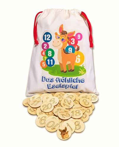 Das Eselspiel | 121 Spielsteine aus Holz | Hand-Made | 2-6 Spieler | Anleitung | Gesellschaftsspiel | Lernspiel | Familienspiel | Merkspiel, 2022-V2-RF