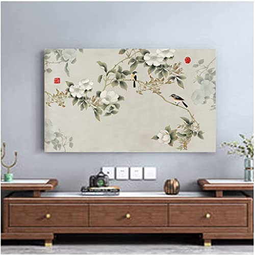 MJZYP Indoor Tv Cover, Indoor TV Set Covers, Tv Screen Protectors Birds Flower Pattern Tv Dust Cover Fits LED, OLED, LCD, And Plasma Televisions A,28in
