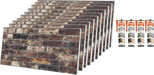 IZODEKOR Paneles de pared de poliestireno 3D para revestimiento de pared con sellado adhesivo, marrón oscuro/claro (Magischer Kaffee) (10 paneles y 4 sellados adhesivos incluidos)