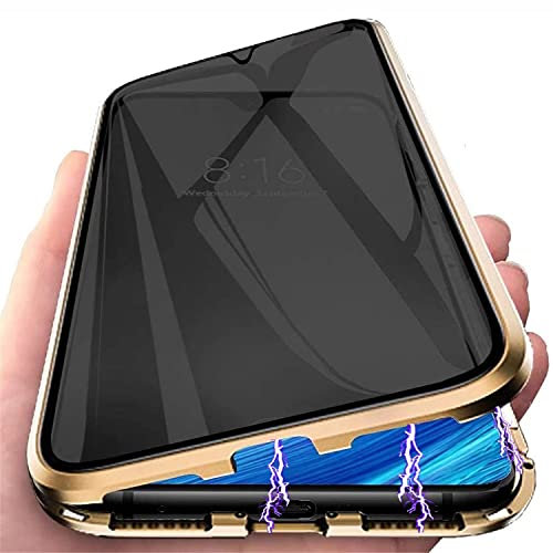 PingGoo Privacy Magnetische Hülle für Samsung Galaxy S8, Anti Peep Magnetic Schutzhülle Case Cover,9H Gehärtetes Glas,Privacy Display Protector Metallrahmen Anti Spy Case Cover, Gold