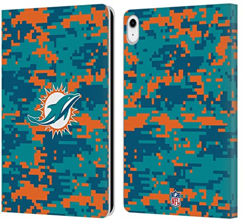 Head Case Designs Offizielle NFL Digitales Camouflage Miami Dolphins Graphics Leder-Wallet-Hülle Kompatibel mit Apple iPad 10.9 2022/2025