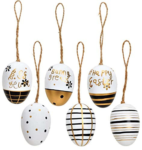 Goldschmidt Ostereier zum Aufhängen | Deko Kunststoff Plastik Eier 6cm | Osterdeko für Ostern (12 Ostereier Glam Gold)