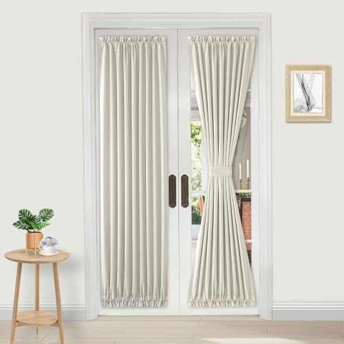 DWCN Tende per porte francesi, con tasca per asta, termiche, oscuranti, per porte a vetri, cucina e porte del patio, per la privacy, 63,5 cm x 203,2 cm di lunghezza, 1 pannello con fermatenda, color