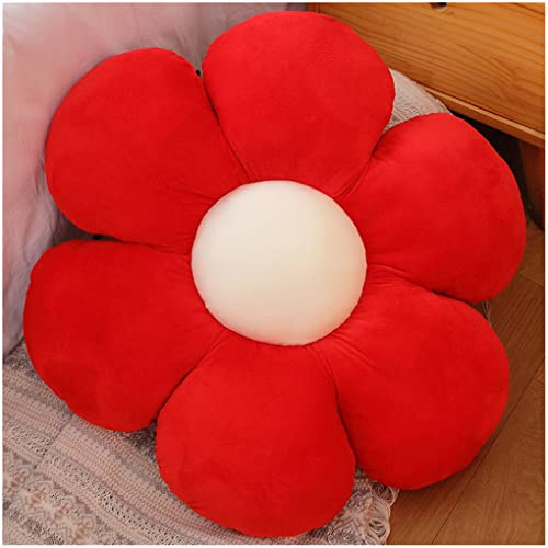LANFIRE Kissen mit Blumen Bodenkissen Sitzkissen im Innenhof Dekokissen aus Plüsch Sitzkissen (65CM, Rot)