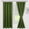 JIUZHEN Vorhänge mit Kräuselband Gardinen Wohnzimmer Verdunklungsvorhänge Vorhang Blickdicht Vorhänge Schlafzimmer Thermovorhang Oliv Grün, H200 x B140 cm,2er Set