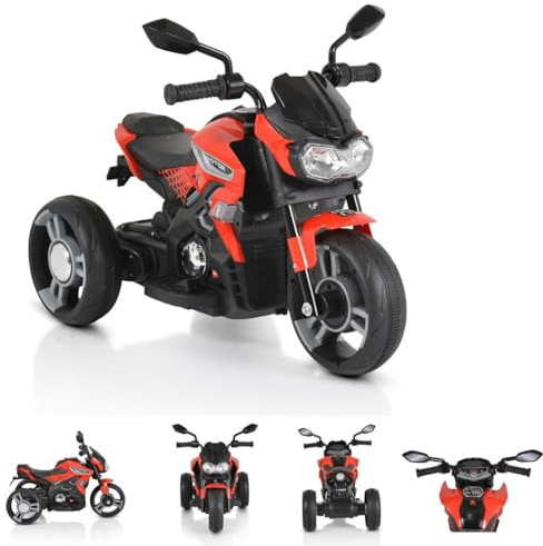 Moni Kinder Elektromotorrad Colombo Scheinwerfer, Zwei Motoren, MP3, bis 7 km/h rot