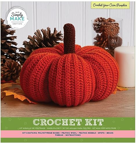 Simply MAKE Häkelset - Häkeln Sie Ihren eigenen Kürbis - Perfektes Anfänger Häkelgarn Strickset - Ideale Häkelsets für Anfänger Erwachsene mit Haken-Werkzeug-Kit und Wollgarn zum Häkeln - Bastelset